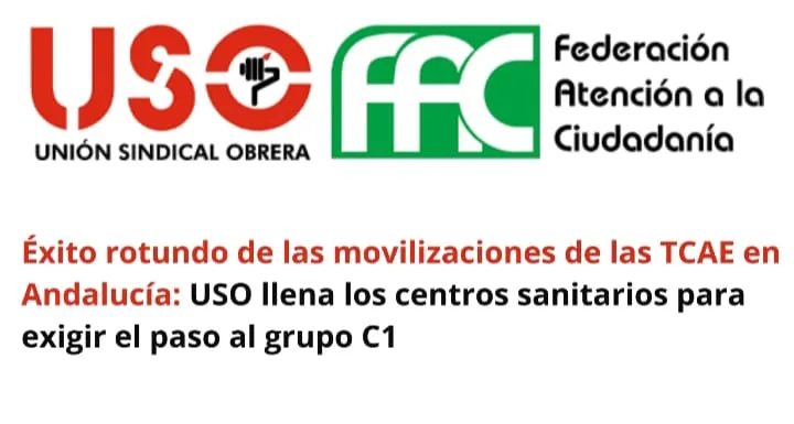 Gráfico de FAC-USO sobre las movilizaciones de TCAE en Andalucía.