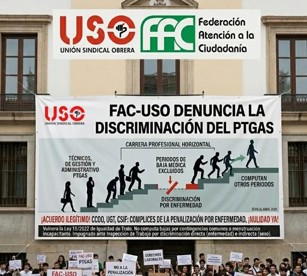 Cartel de FAC-USO sobre la carrera profesional del personal universitario.